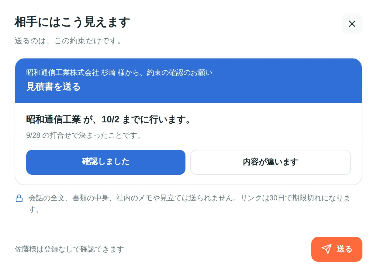 相手への共有